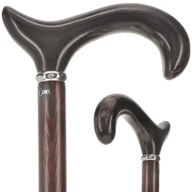 Buffalo Horn Derby Cane: Premium, Textured Exotic Wenge Wood