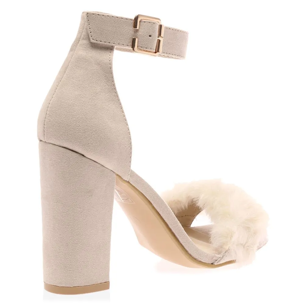 Celine Nude Faux Suede Block Heels