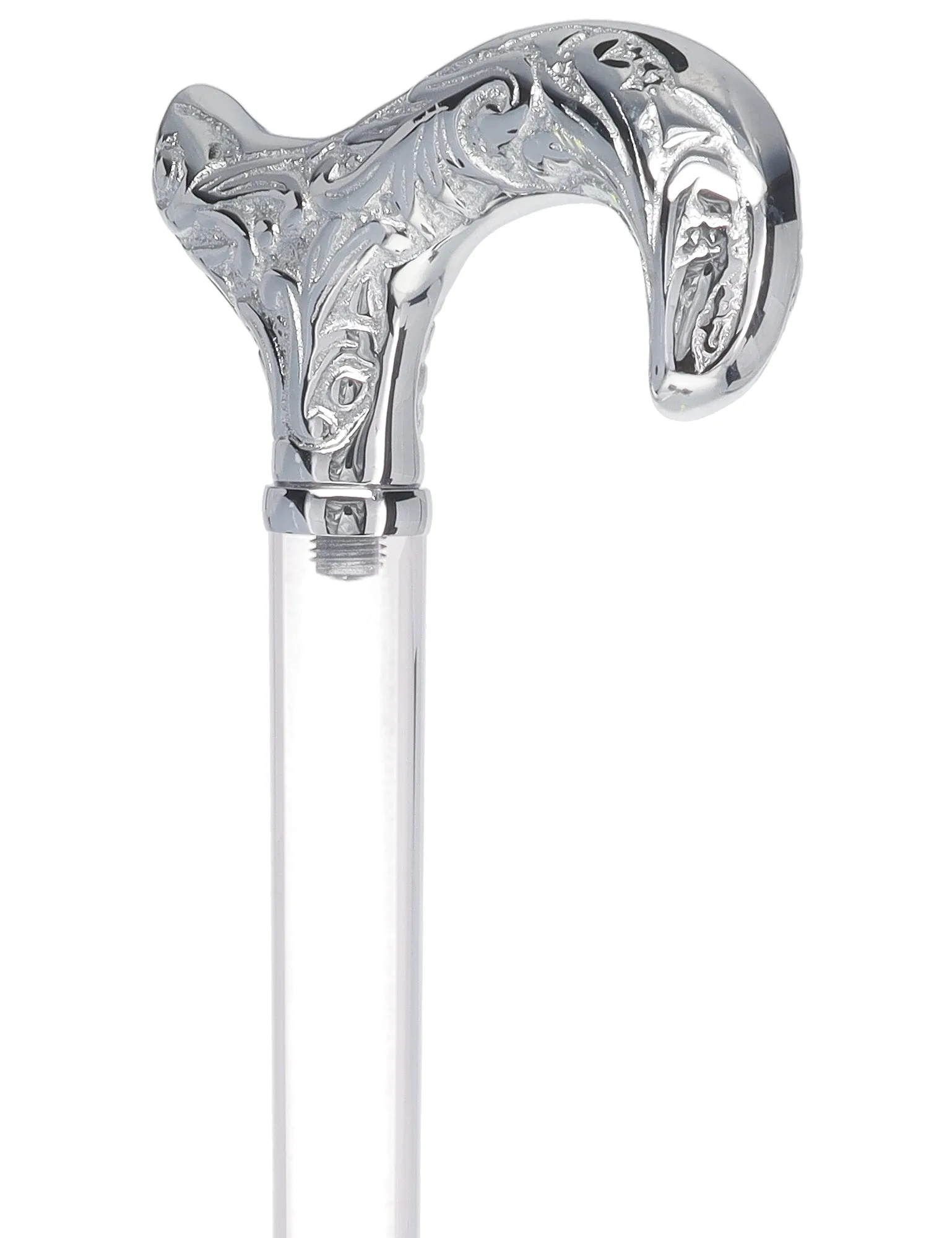 Crystal Elegance Chrome Derby Cane with Invisible Acrylic Shaft Options