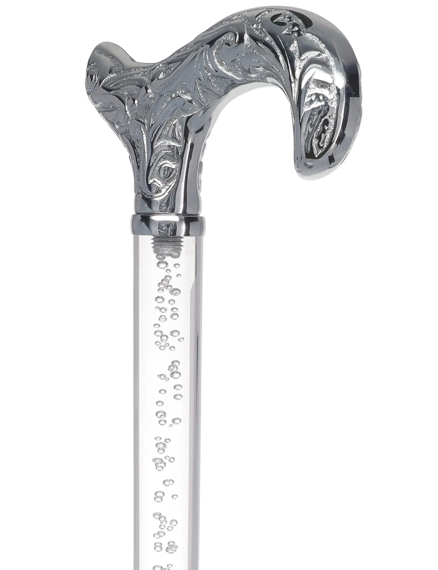 Crystal Elegance Chrome Derby Cane with Invisible Acrylic Shaft Options