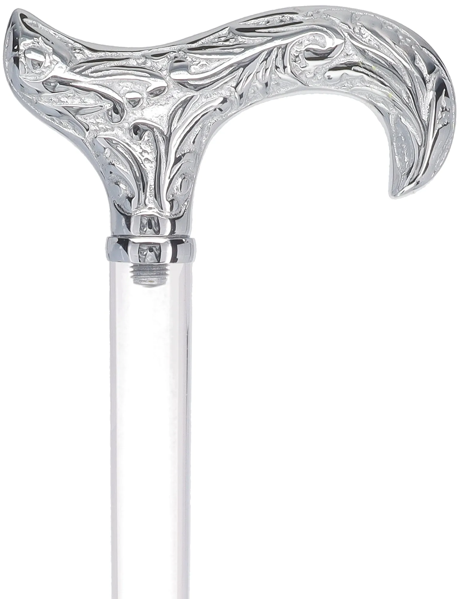 Crystal Elegance Chrome Derby Cane with Invisible Acrylic Shaft Options