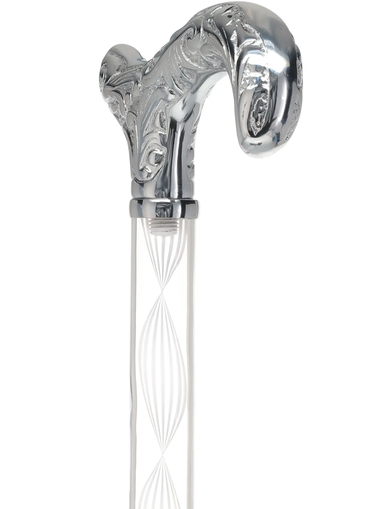 Crystal Elegance Chrome Derby Cane with Invisible Acrylic Shaft Options