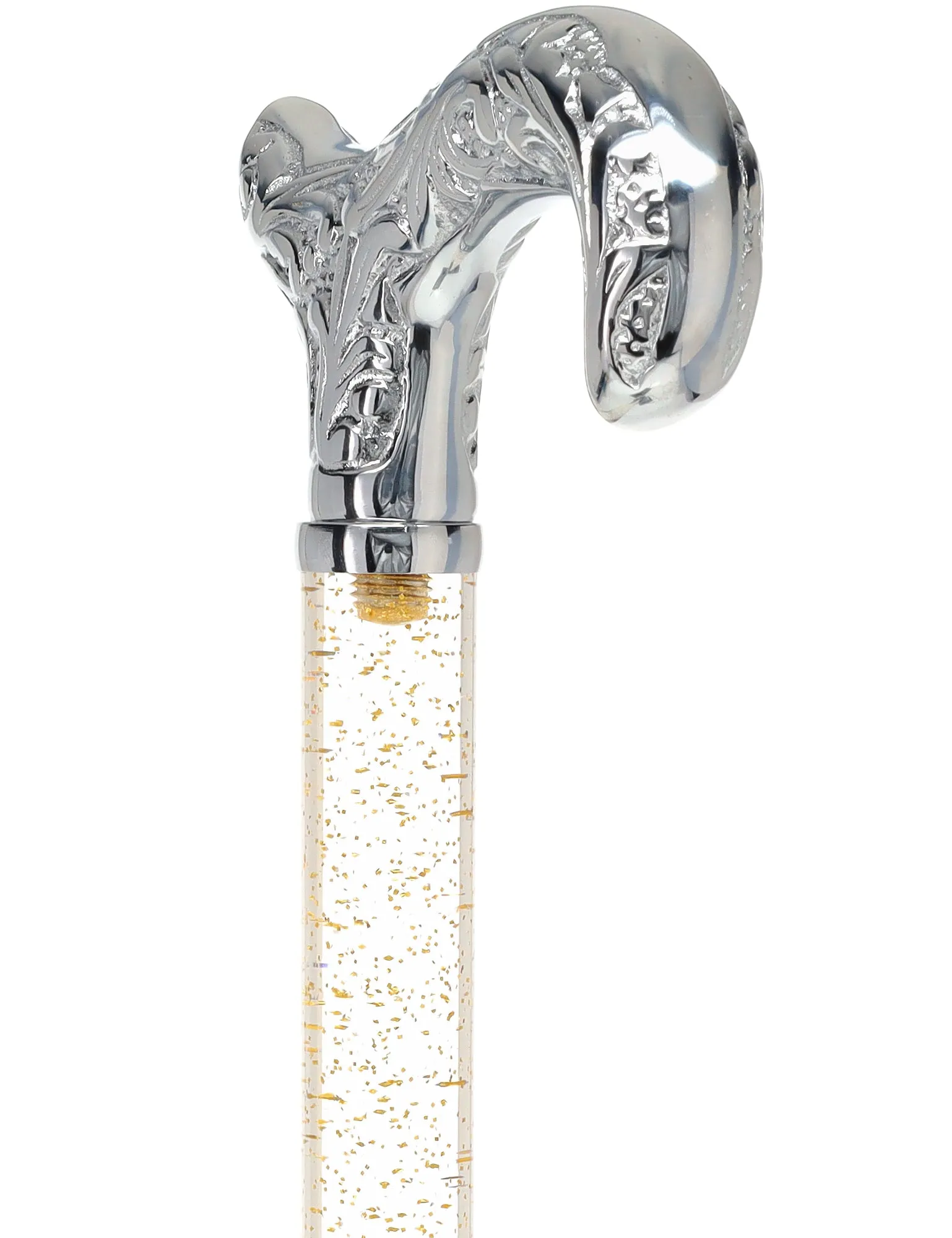 Crystal Elegance Chrome Derby Cane with Invisible Acrylic Shaft Options