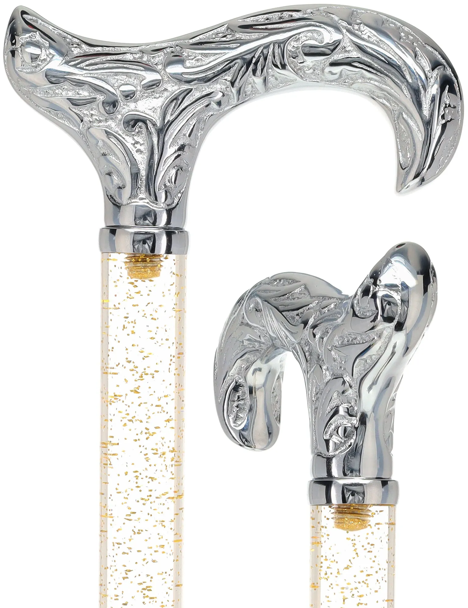 Crystal Elegance Chrome Derby Cane with Invisible Acrylic Shaft Options