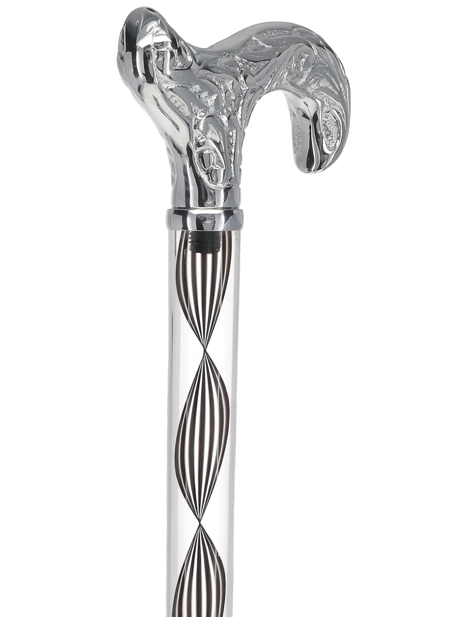 Crystal Elegance Chrome Derby Cane with Invisible Acrylic Shaft Options