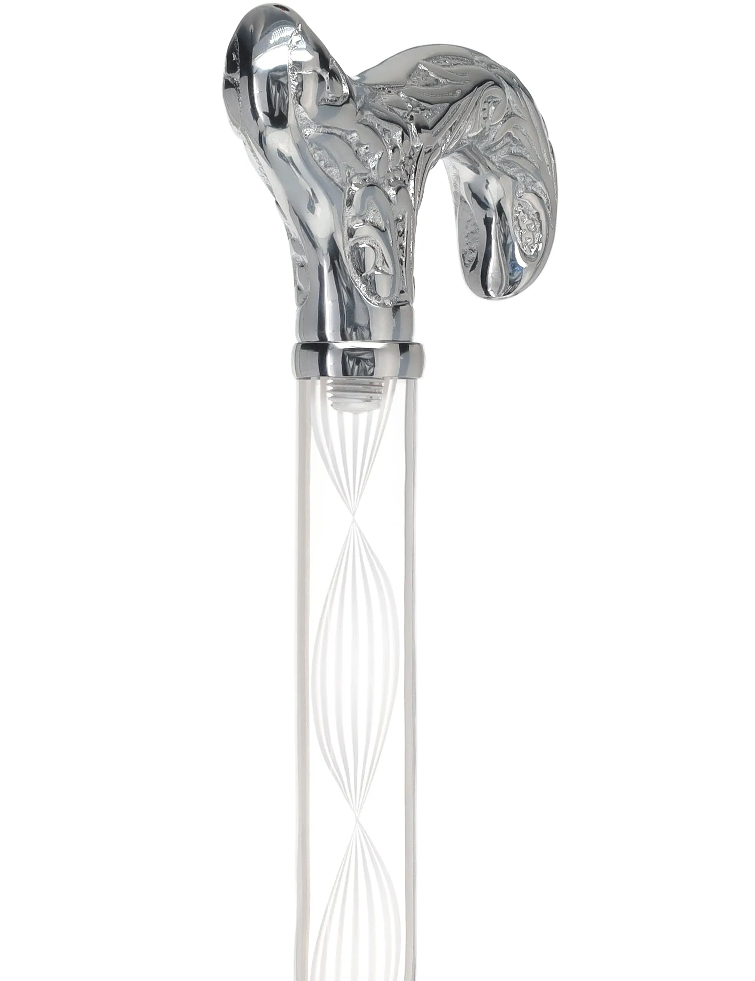 Crystal Elegance Chrome Derby Cane with Invisible Acrylic Shaft Options