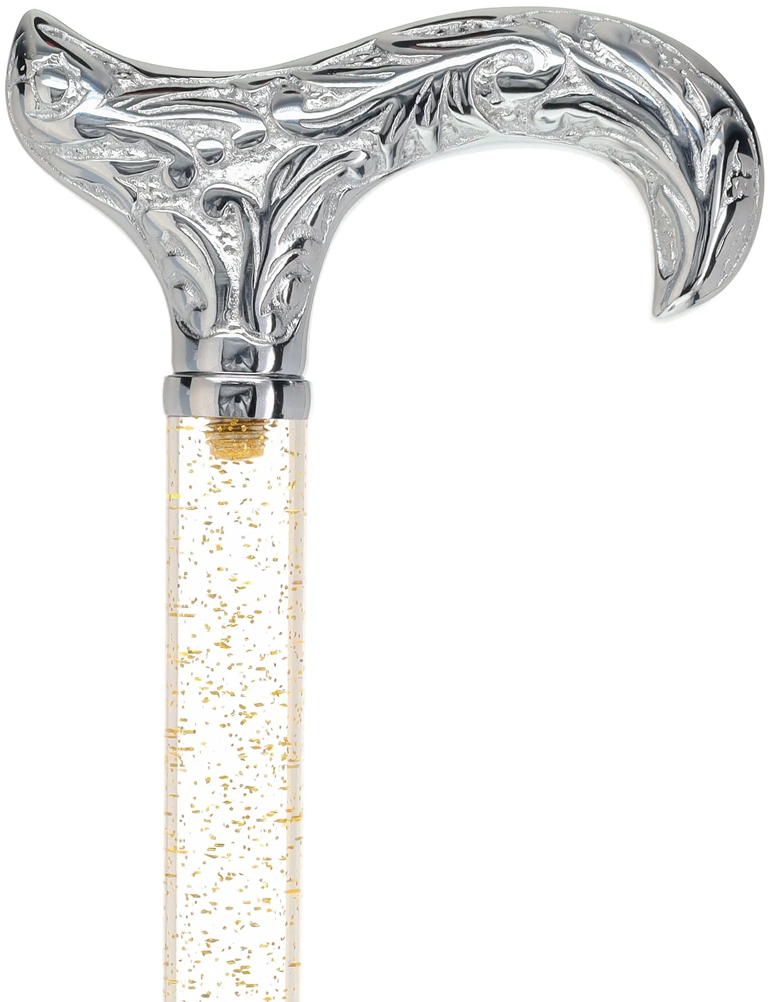 Crystal Elegance Chrome Derby Cane with Invisible Acrylic Shaft Options