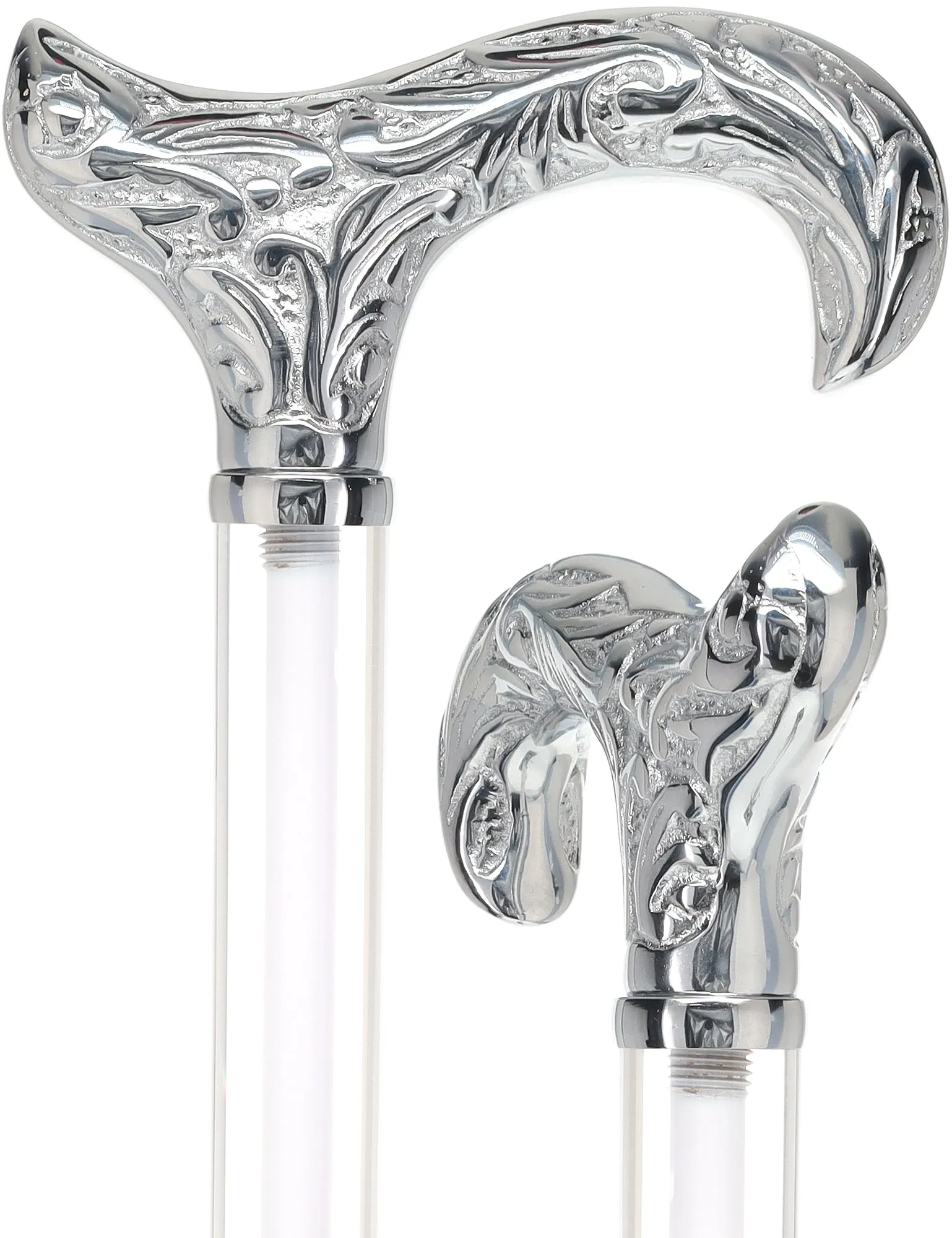 Crystal Elegance Chrome Derby Cane with Invisible Acrylic Shaft Options