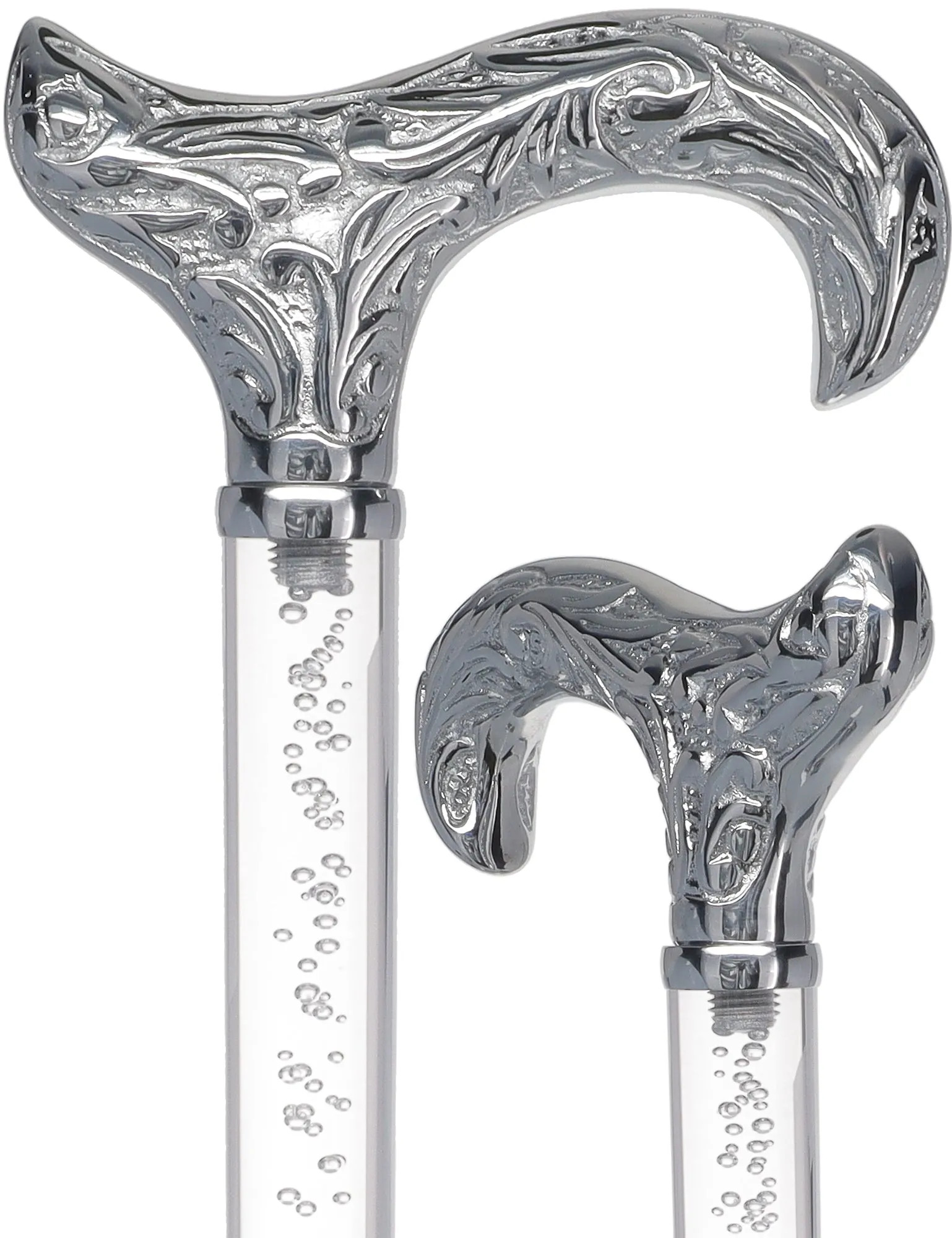 Crystal Elegance Chrome Derby Cane with Invisible Acrylic Shaft Options