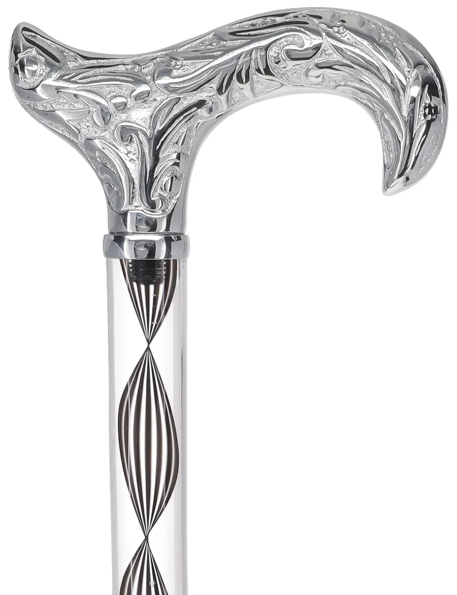 Crystal Elegance Chrome Derby Cane with Invisible Acrylic Shaft Options