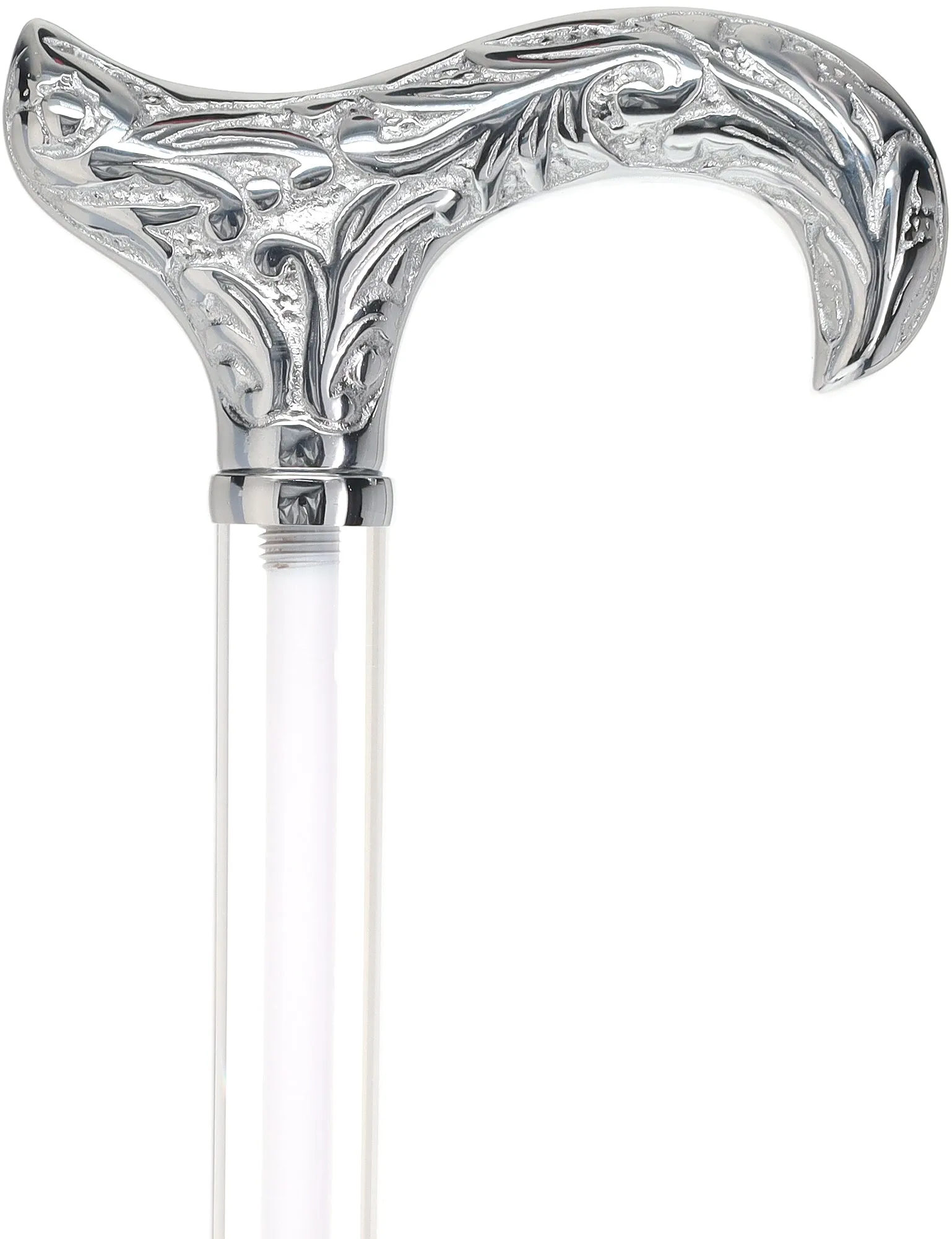 Crystal Elegance Chrome Derby Cane with Invisible Acrylic Shaft Options