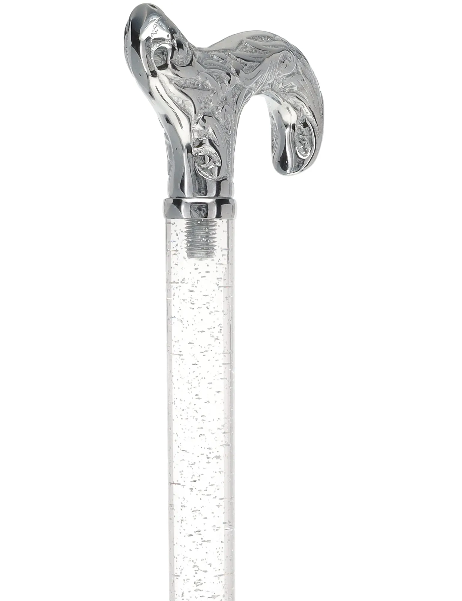 Crystal Elegance Chrome Derby Cane with Invisible Acrylic Shaft Options