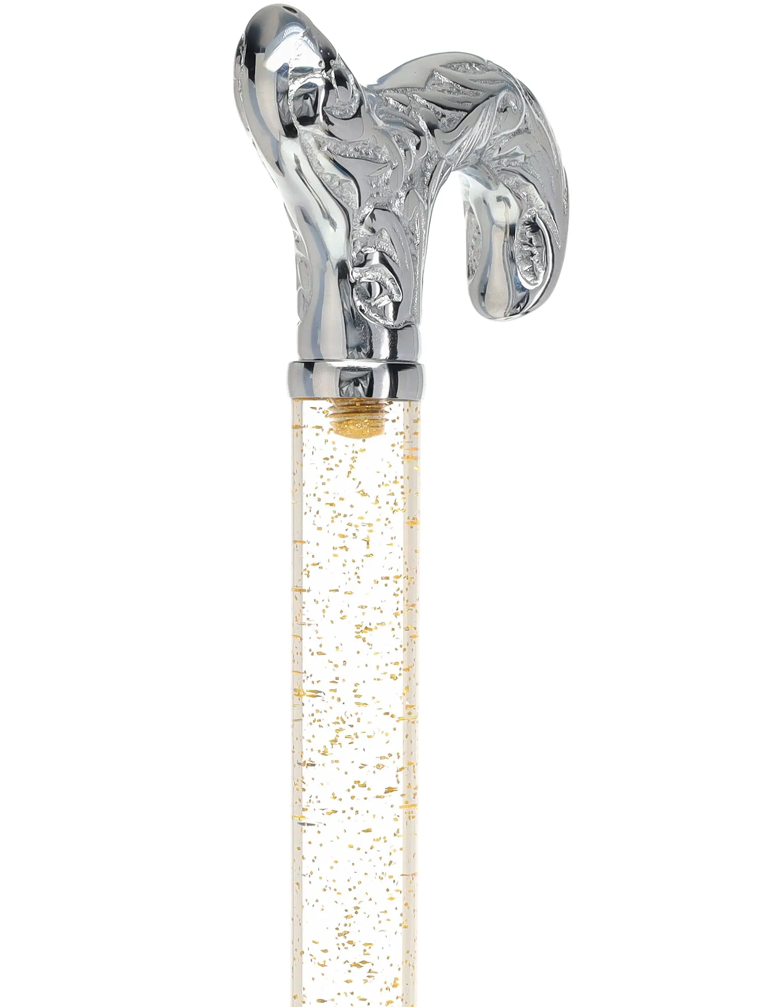 Crystal Elegance Chrome Derby Cane with Invisible Acrylic Shaft Options