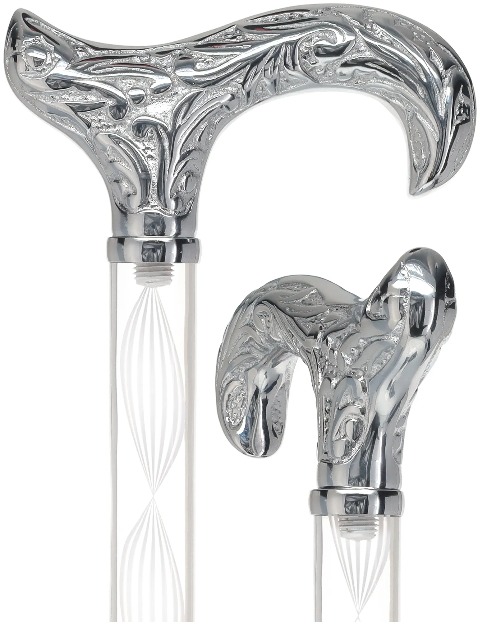 Crystal Elegance Chrome Derby Cane with Invisible Acrylic Shaft Options