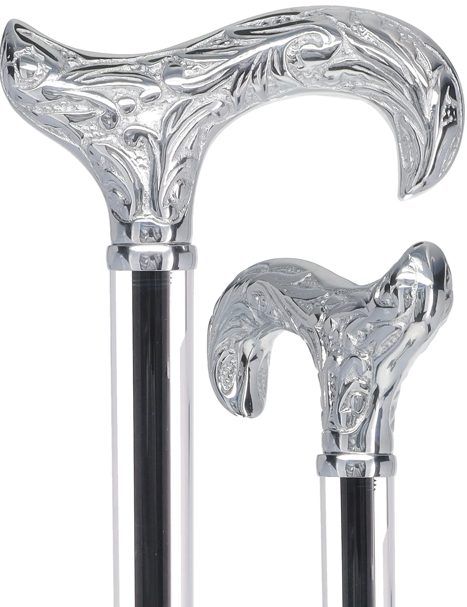 Crystal Elegance Chrome Derby Cane with Invisible Acrylic Shaft Options