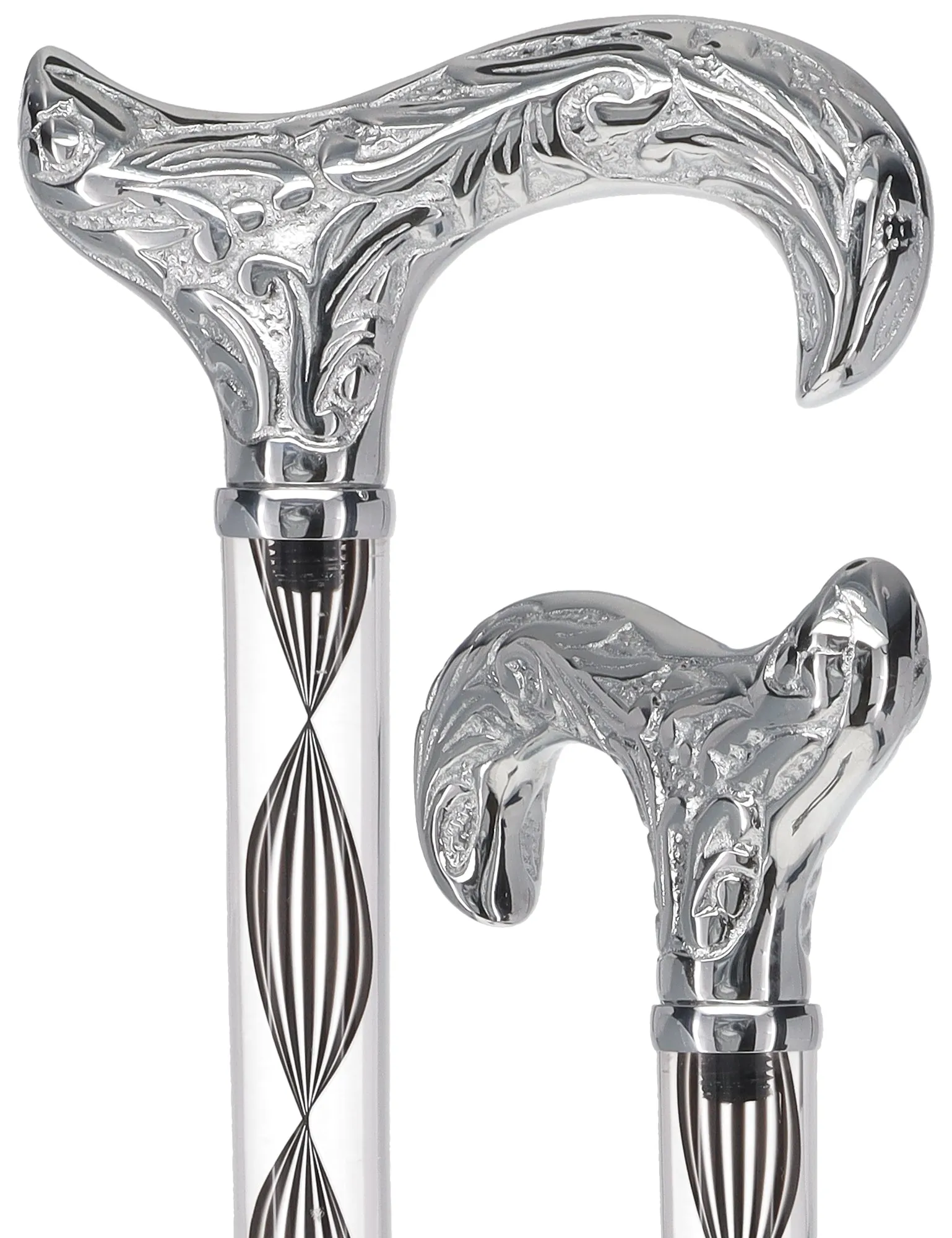 Crystal Elegance Chrome Derby Cane with Invisible Acrylic Shaft Options