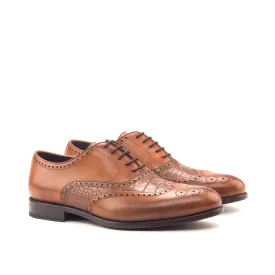 DapperFam Aeron in Cognac / Med Brown Men's Italian Leather Full Brogue