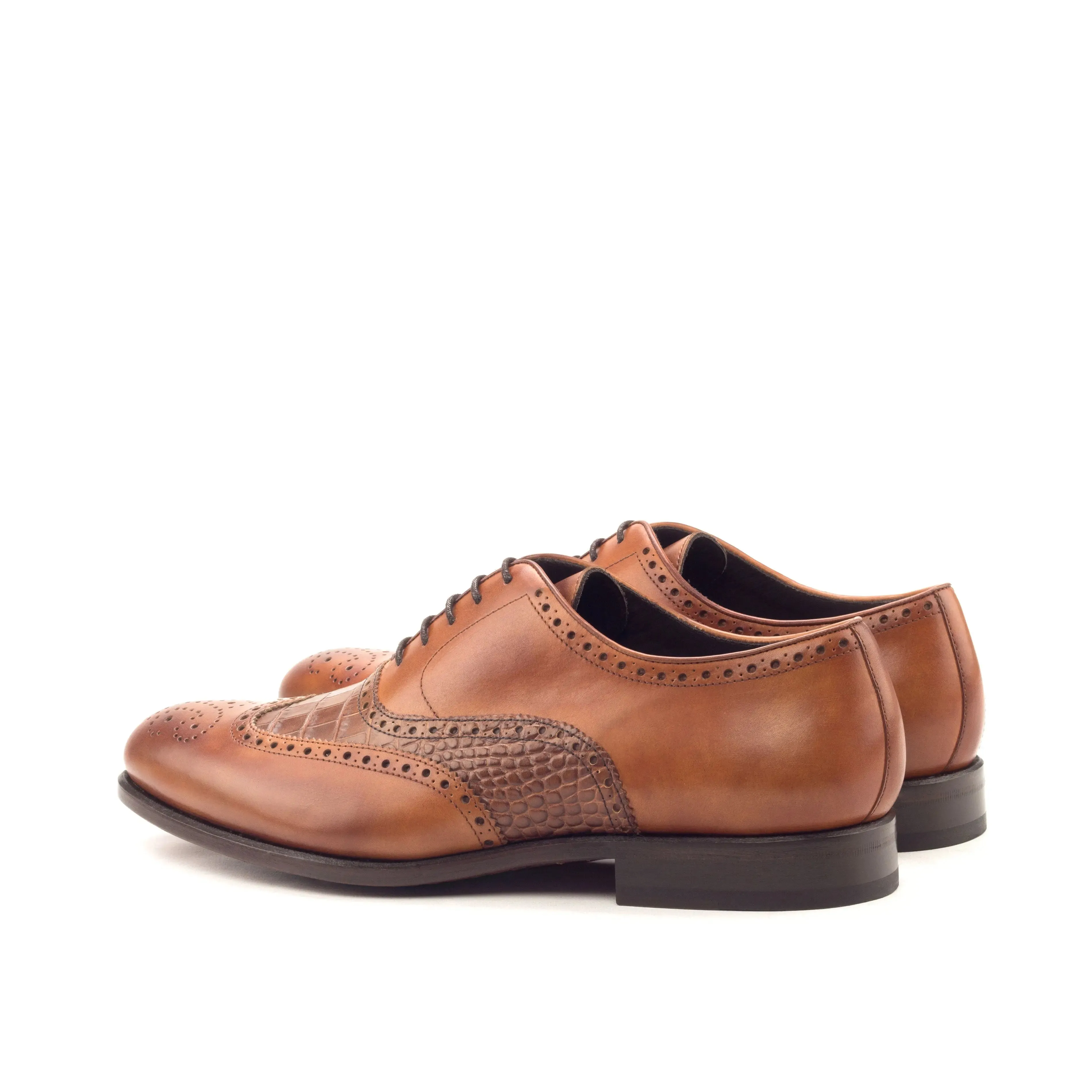 DapperFam Aeron in Cognac / Med Brown Men's Italian Leather Full Brogue