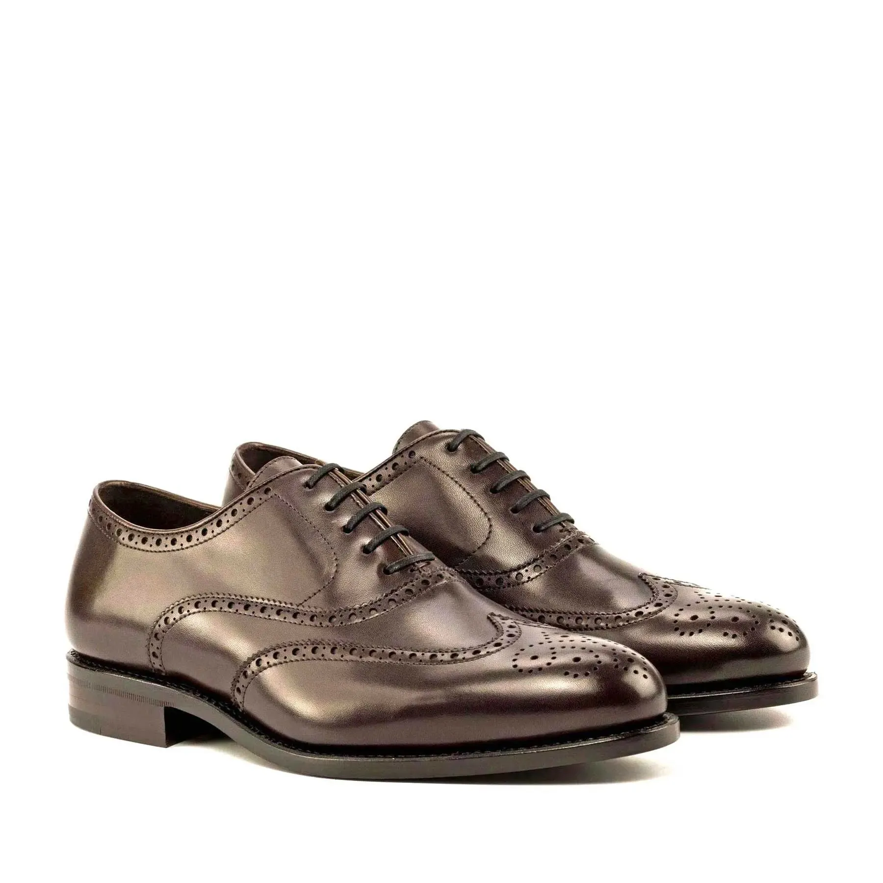 DapperFam Aeron in Dark Brown Men's Italian Leather Full Brogue