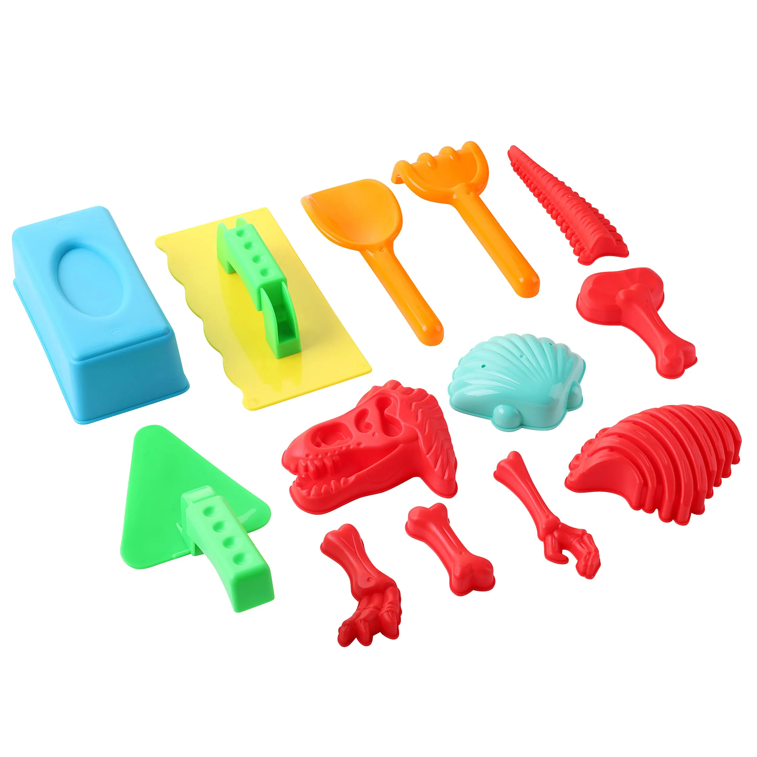 Dazmers Beach Sand Toys Set with Dump Truck, Castle Bucket, Shovel, Dinosaur and Brick