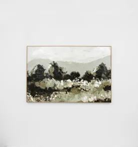 Hillside Meadow Green Framed Canvas