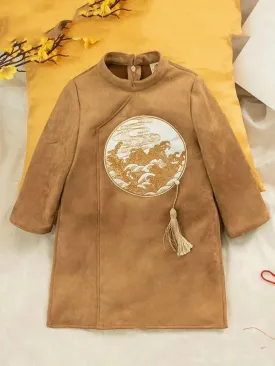 Kids Ao Dai Boy Brown Ao Dai Top Only