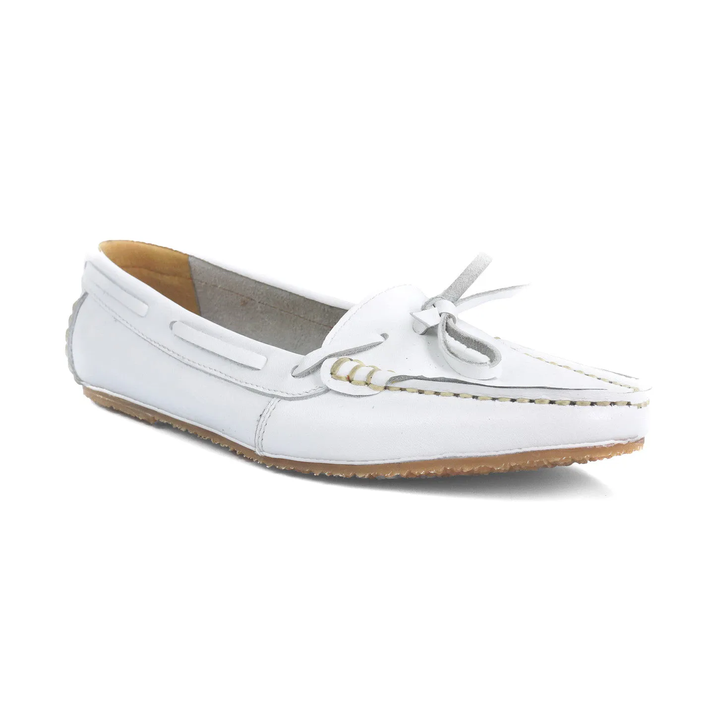 Leather Lace Moccasin Soft Marble White