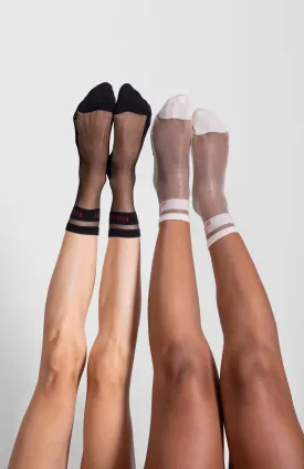 LECHERY® 'BE BRAVE' & 'EQUALITY' SHEER CREW SOCKS (2 PAIRS)