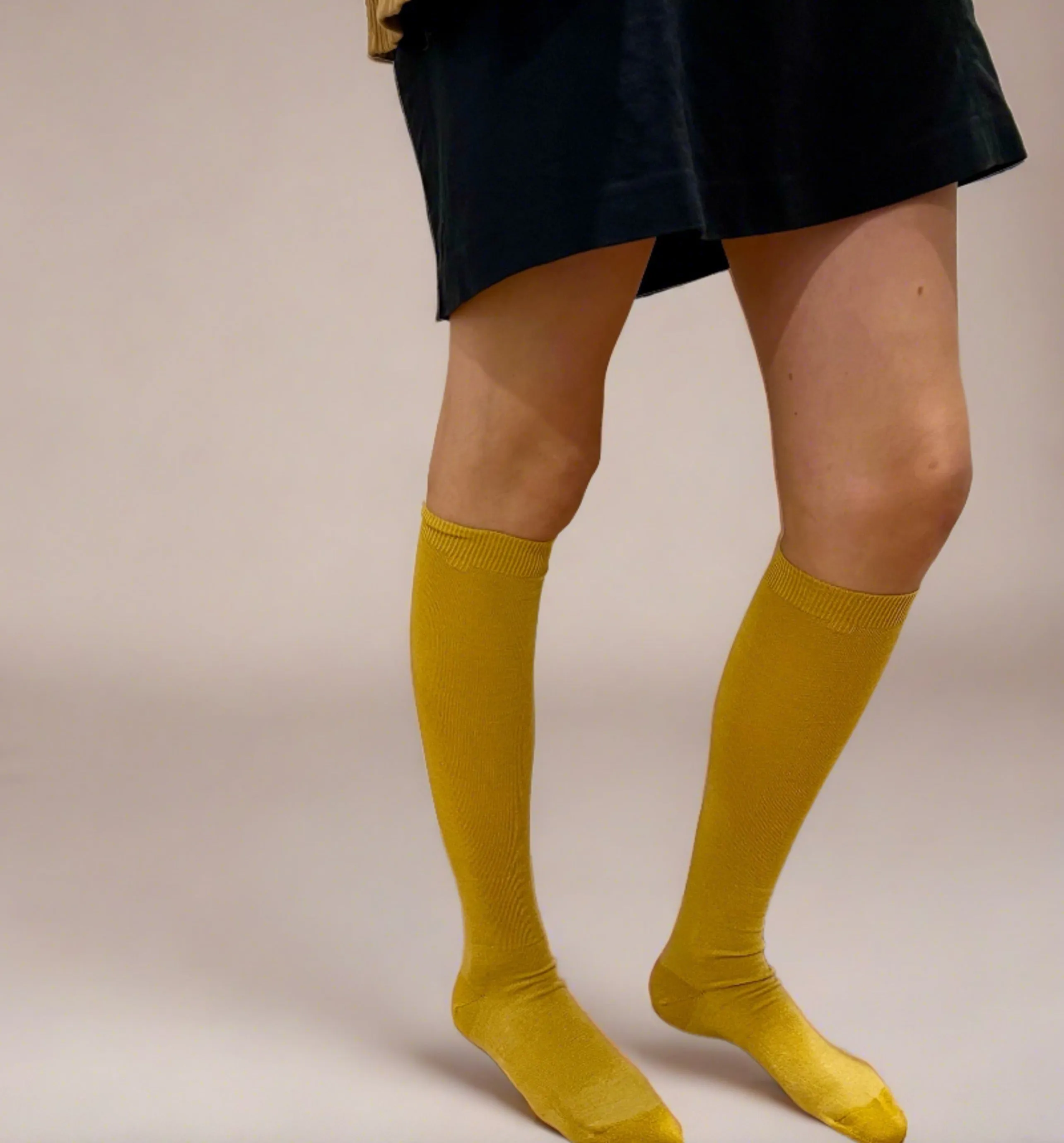 Merino Wool Women's Knee High Socks in Mustard - Aussie Made