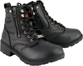 Milwaukee Leather MBL9320W Women's Black Premium Leather 'Wide-Width' Lace-Up Motorcycle Rider Boots