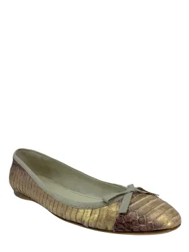 Miu Miu Metallic Snakeskin Ballet Flats Size 8