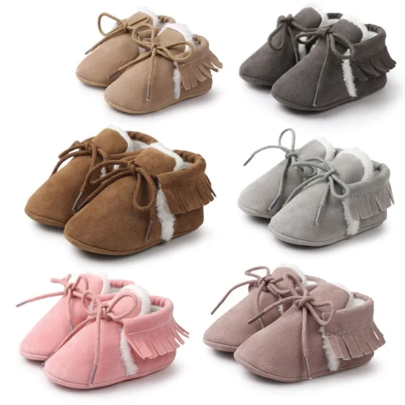 Newborn Moccasins Baby Shoes Made of Suede Leather and Nonslip