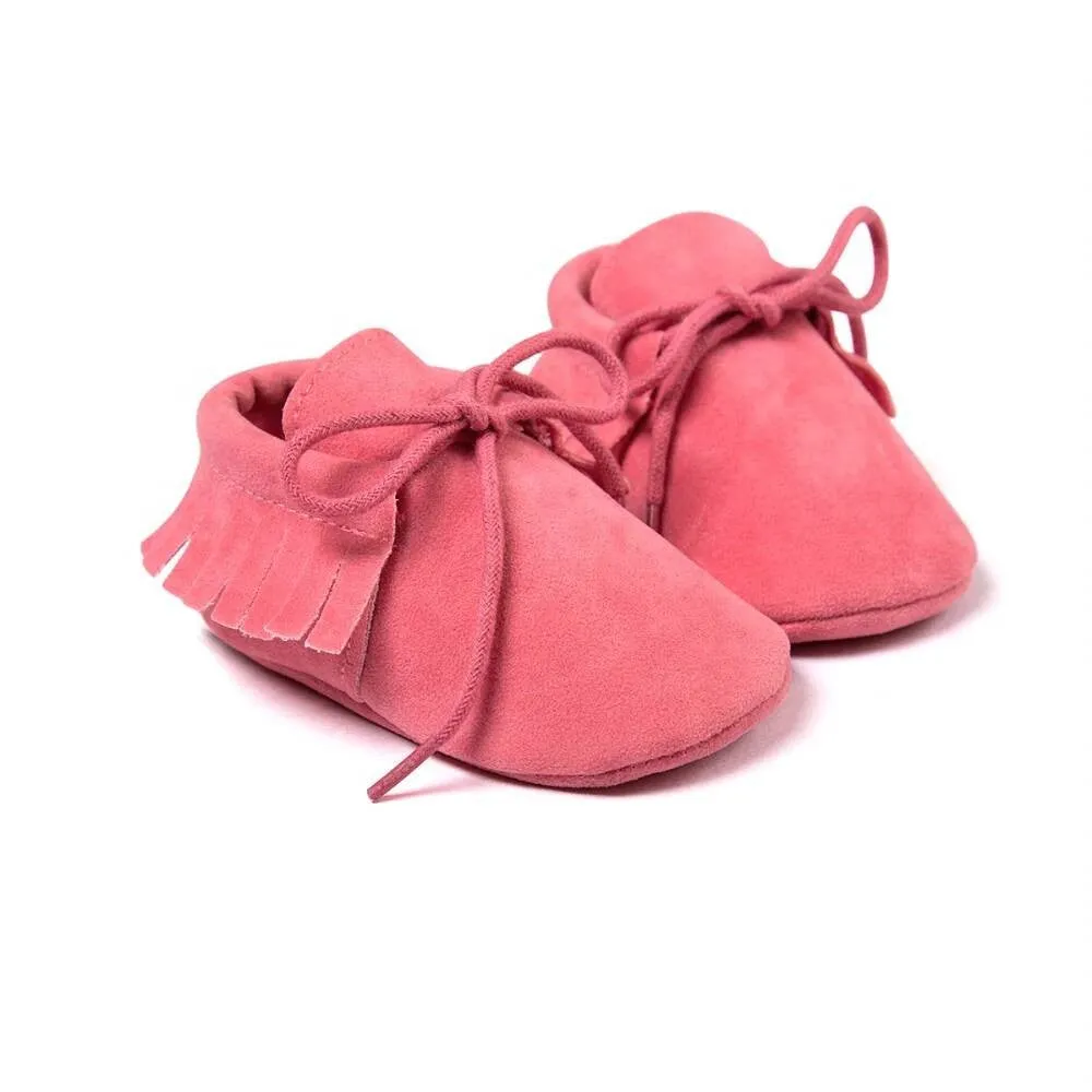 Newborn Moccasins Baby Shoes Made of Suede Leather and Nonslip