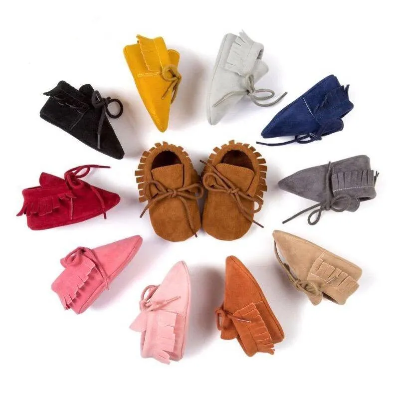 Newborn Moccasins Baby Shoes Made of Suede Leather and Nonslip