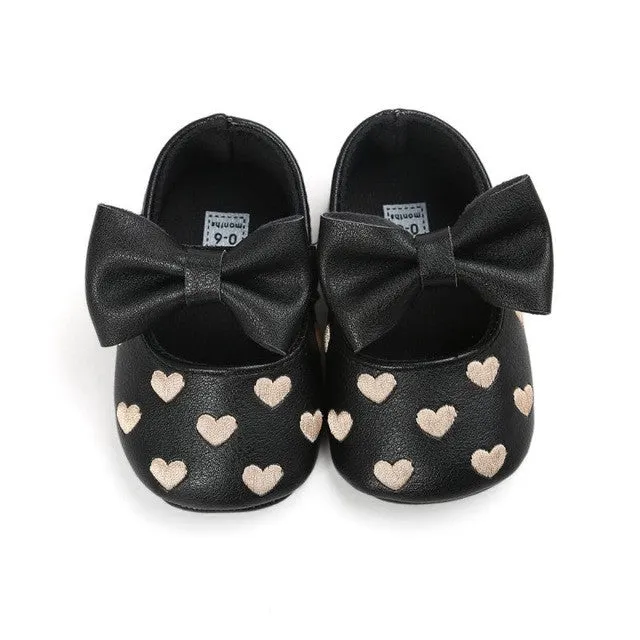 PU Leather Baby Girl Shoes Newborn Baby Moccasins Soft Moccs Shoes Bow Fringe Soled Non-slip Footwear Crib Shoes