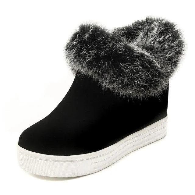 Real Fur Shoes Boots Warm Plush Winte