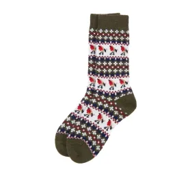 Robin Fairisle Socks - Olive/Navy/Pink