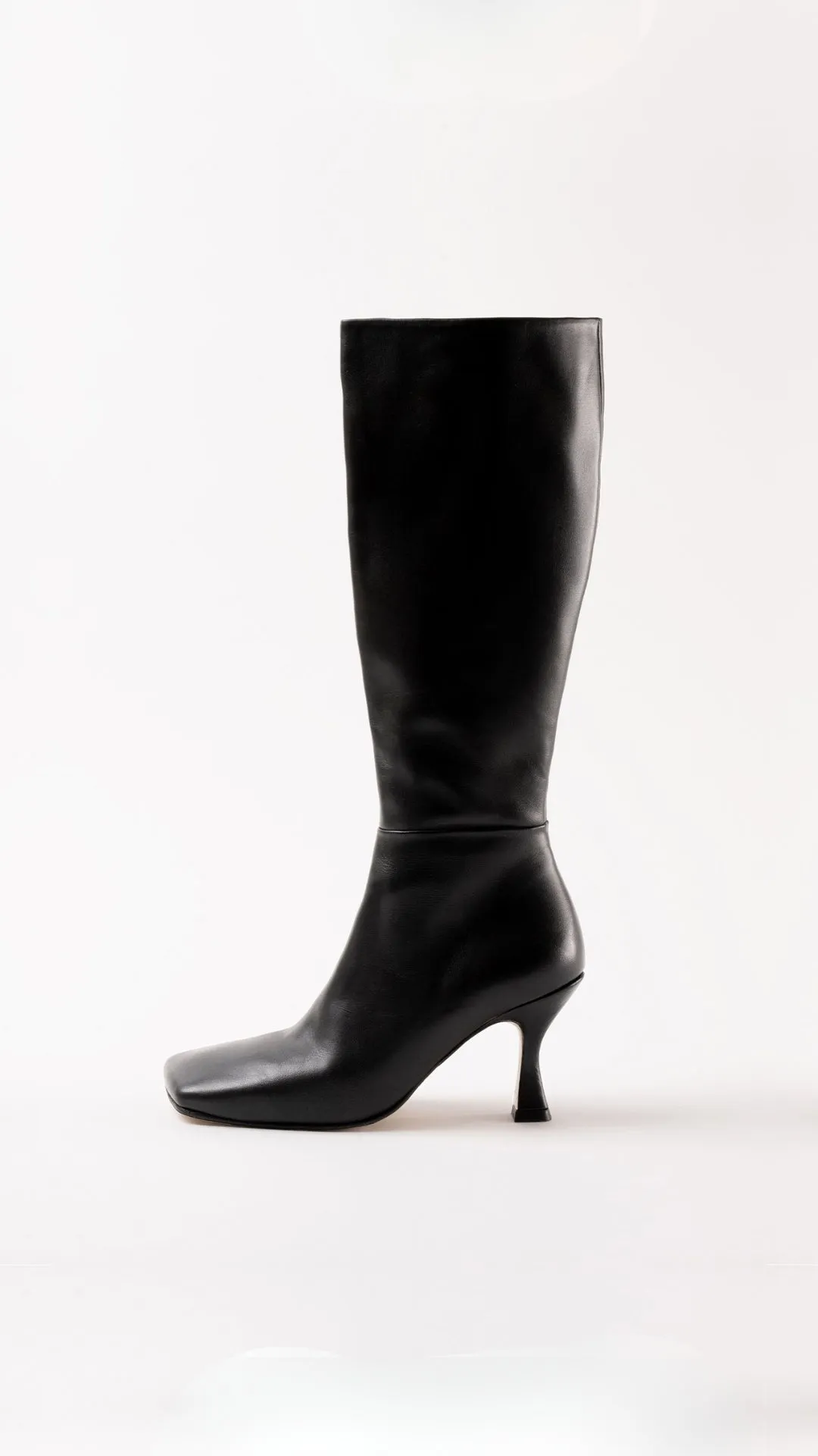 SONIA - Black Leather Knee-High Boots