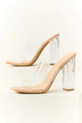 Tea Rose Clear Block Heels