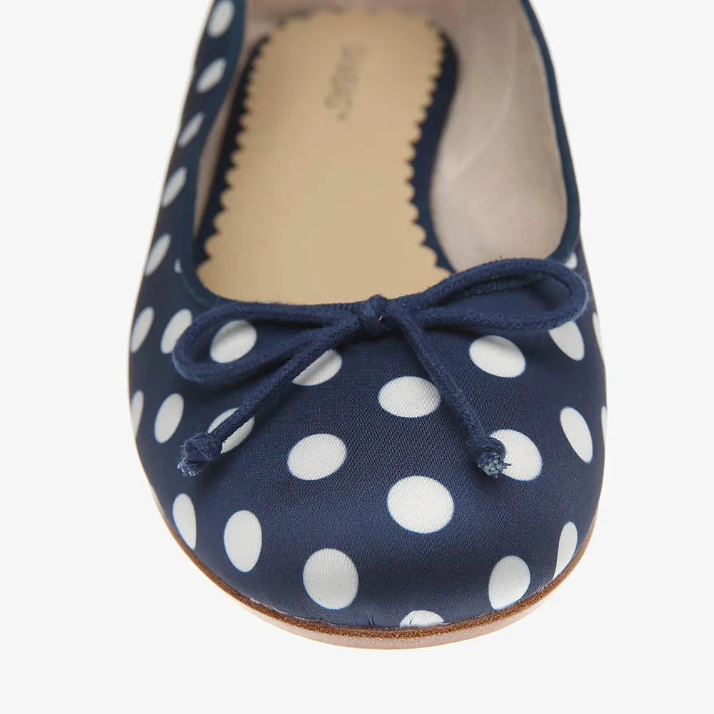 Tina Navy & White Satin Polka Dot Ballet