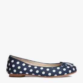 Tina Navy & White Satin Polka Dot Ballet