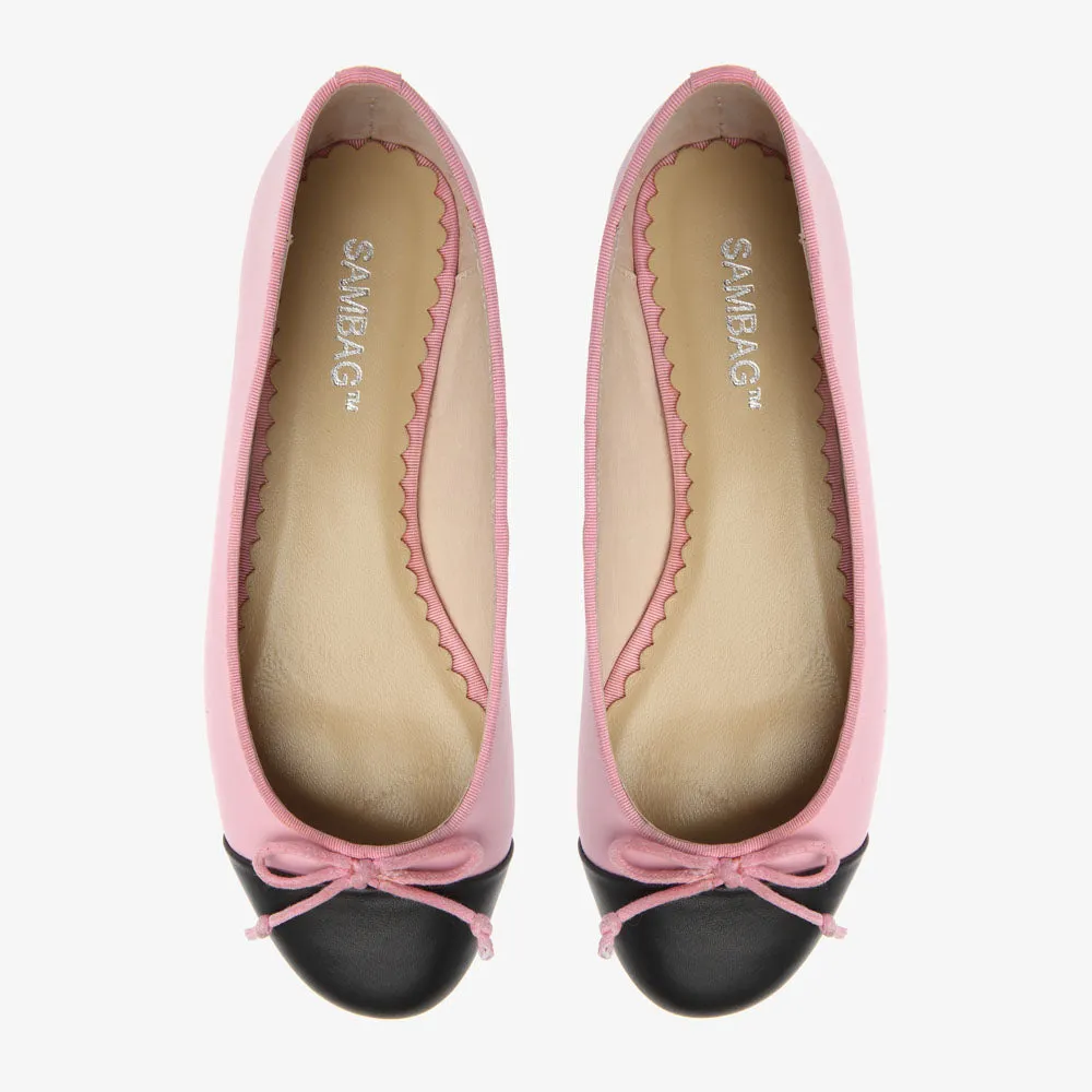 Tina Two tone Pink and black leather Ballet flat