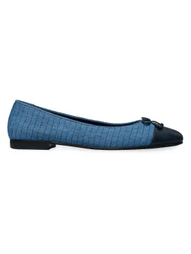 Tory Burch Denim Cap Toe Flat