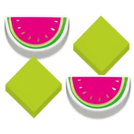 Watermelon Party Supplies - Watermelon Slice Dinner Plates and Napkins for Birthday Parties, Picnics, and Summer Parties (Serves 16)