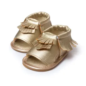 Wholesales PU Leather Fringe Newborn Baby Girl Boy Crib First Walkers Soft Soled Summer Baby Moccasins Moccs Shoes