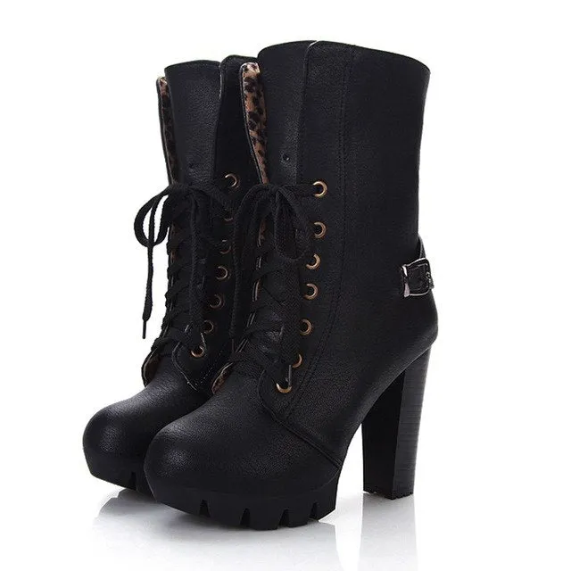 Woman spike High Heels Retro boots Ankle Boots