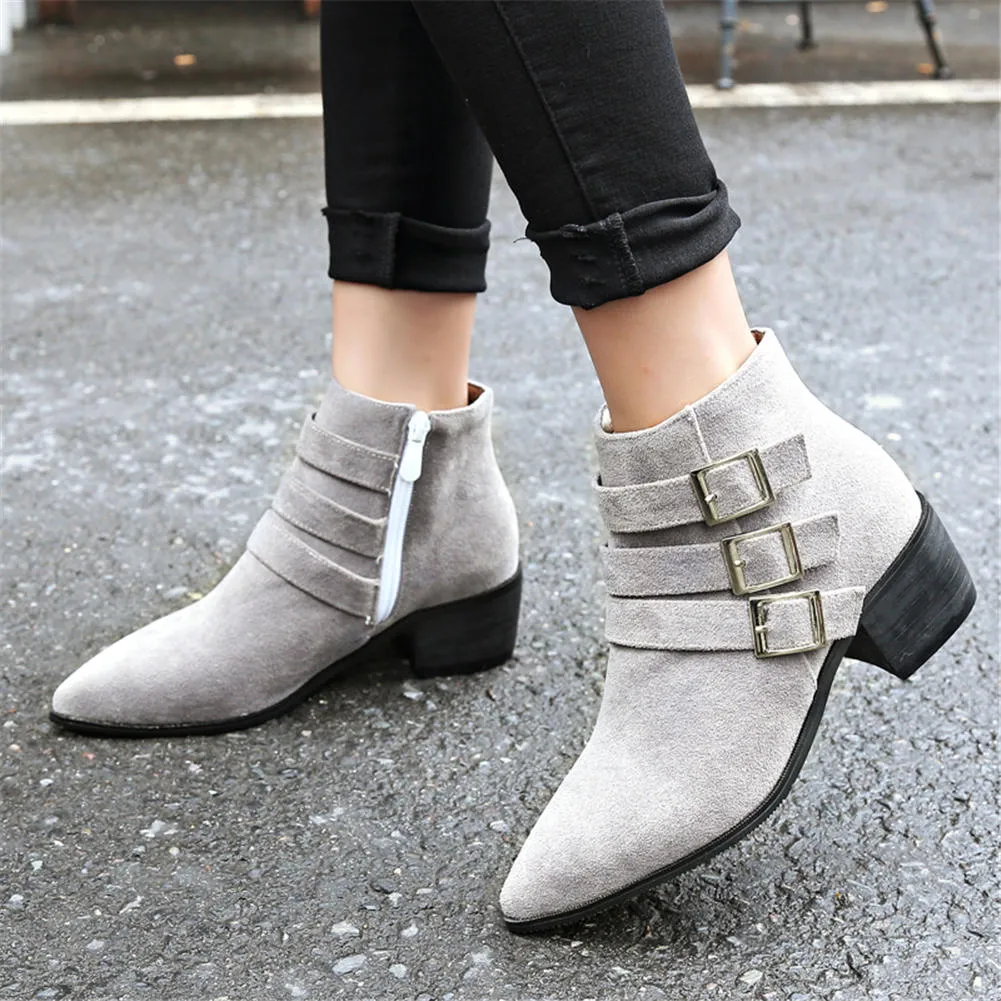 zip up ankle Boots women shoes pointed toe