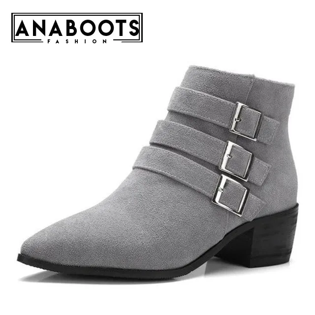 zip up ankle Boots women shoes pointed toe