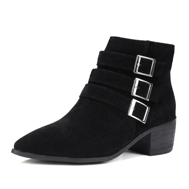 zip up ankle Boots women shoes pointed toe