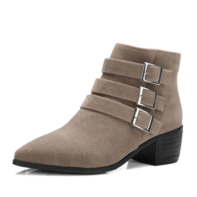 zip up ankle Boots women shoes pointed toe